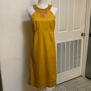 INC international concept Yellow dress beaded midi sleeveless dress woman size 8